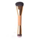 Double End Makeup Brush Bamboo Handle Brush Round End Flat End Brown