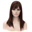 LW-1017 Euramerican Style Wig Long Tilted Fringe Straight Hair Wig Dark Brown