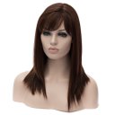 LW-1017 Euramerican Style Wig Long Tilted Fringe Straight Hair Wig Dark Brown