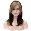 LW-1017 Euramerican Style Wig Long Tilted Fringe Straight Hair Wig Dark Brown