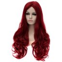 LW-1016 Euramerican Style Wig Long Curly Hair Wig Wine Red