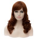 LW-1016 Euramerican Style Wig Long Curly Hair Wig Wine Red