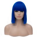 Cosplay COS Wig Neat Bangs BOBO Hair Royal Blue 40cm