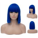 Cosplay COS Wig Neat Bangs BOBO Hair Royal Blue 40cm