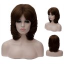 Japanese Anime Cosplay COS Wig Short Fluffy Curly Hair Dark Brown 44cm