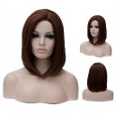 Japanese Anime Cosplay COS Wig Long Straight Hair Dark Brown 30cm