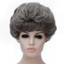 Fashion Cosplay COS Wig Short Fluffy Curly Hair Grayish White 29cm