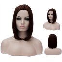 Cosplay COS Wig Middle Part Long Straight Hair Dark Brown 33cm