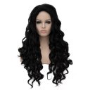 Cosplay COS Wig Side Part Long Curly Hair Black 65cm