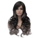 Cosplay COS Wig Side Part Long Curly Hair Black to White 70cm