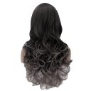 Cosplay COS Wig Side Part Long Curly Hair Black to White 70cm