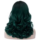 Fashion Cosplay COS Wig Side Part Long Curly Hair Dark Green 45cm