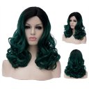 Fashion Cosplay COS Wig Side Part Long Curly Hair Dark Green 45cm