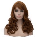 Cosplay COS Wig Side Swept Bangs Long Curly Hair Brown 50cm