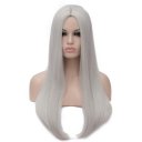 Cosplay COS Wig Middle Part Long Straight Hair White 60cm