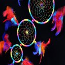 Three Rings Traditional Dream Catcher Multicolor With Feathers for Wall Hanging