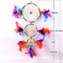 Three Rings Traditional Dream Catcher Multicolor With Feathers for Wall Hanging