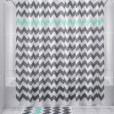 71" Wavy Pattern Polyester Bathroom Shower Curtain + Mat set W/12 Plastic Hooks