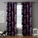 High Strength Double Piece Of Red London Light Curtains Polyester Material 4Size