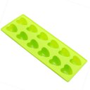 12 Grid Love Heart Pattern Ice Cube Food Silicon Bake Mould DIY Cake Tool Green