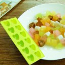 12 Grid Love Heart Pattern Ice Cube Food Silicon Bake Mould DIY Cake Tool Green