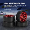 4Pcs Wheel Rim Hard Plastic Drift Tires for 1/10 RC On Road Car Tamiya HSP