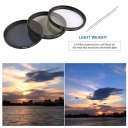 Onleny 52/58/62/67/72/77mm UV CPL ND4 Filter Storage Bag+Cleaning Pen 5pcs Kit