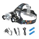 3 Light Fixed Focus Super Bright T6 Headlamp Rechargeable Headlight Flashlight