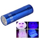 Multifunction 9 LEDs Flashlight Purple Light Aluminum Alloy Torch for Outdoor