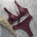 Fashion Sexy Knot Ties Bikini Set Two-piece Women Swimsuit Swimwear Beachwear