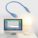 30CM Transparent Blue USB 2.0 Extension Cable Male To Male USB Extension Cord