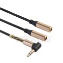 REXLIS Angle Head 3.5mm Audio Splitter Cable With Fibermesh For Phone Tablet