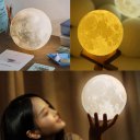 3D Print Unique Moon Lights Night Light Moon Light Touch Control Charging LED