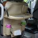 Auto Back Seat Storage Bag Folding Car Seat Organizer Leather Bottle Holder