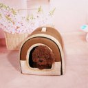 Pet House Brown Dog Bed Pet Cats Cushion Washable Sleeping Kennel Pet Supplies