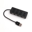 4 Ports USB 2.0 Hub with Independent ON/OFF Switch Slim Compact USB Hub