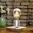 Novelty Magnetic Floating Lighting Bulb Vintage Wood Color Base LED Lamp