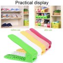 Solid Color Plastic Shoes Storage Rack Double Adjustable Shoes Organizer