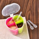 Removable Kitchen Tools Plastic 4 Grids Salt Spice Seasoning Storage Box