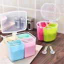 Removable Kitchen Tools Plastic 4 Grids Salt Spice Seasoning Storage Box