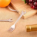 Stainless Steel Coffee Dessert Fork With Wrench Shape Handle Home Tableware