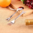 Stainless Steel Coffee Dessert Fork With Wrench Shape Handle Home Tableware