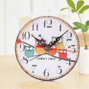 Round Imitation Wood Clock Owl Pattern Living Room Bedroom Study Office Clock