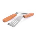 Wood Handle Stainless Steel Baking Spatula Durable BBQ Shovel Steak Turner