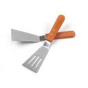 Wood Handle Stainless Steel Baking Spatula Durable BBQ Shovel Steak Turner