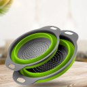 2PCS/SET Round Shape Foldable Silicone Colander Vegetable Strainer Basket