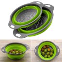 2PCS/SET Round Shape Foldable Silicone Colander Vegetable Strainer Basket