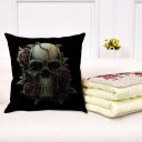 Novel Halloween Skull-printed Cushion Cover Cotton Linen Skeleton Pillow Case