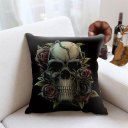 Novel Halloween Skull-printed Cushion Cover Cotton Linen Skeleton Pillow Case