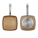 Copper Coating Bottom Non-Stick Square Grill Frying Pan Kitchen Cookware Set